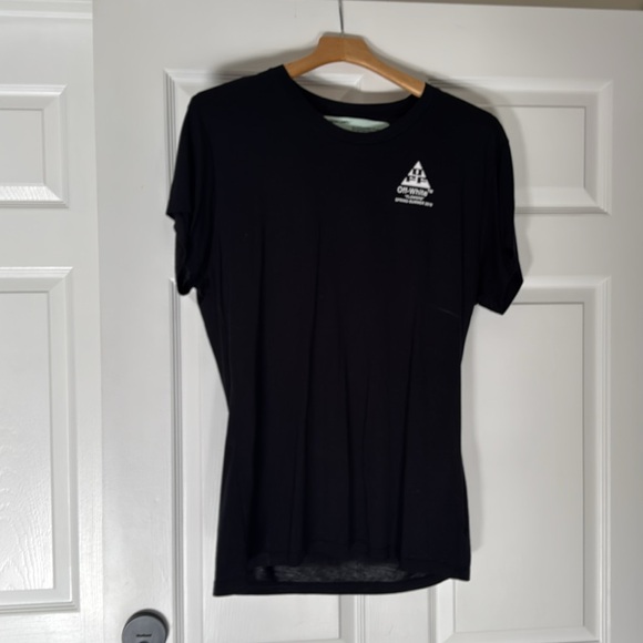 Off-White Black Tee with White Floral Logo - Picture 2 of 4